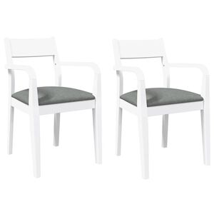 vidaXL Cadeiras de jantar com almofad&otilde;es 2 pcs madeira maci&ccedil;a branco