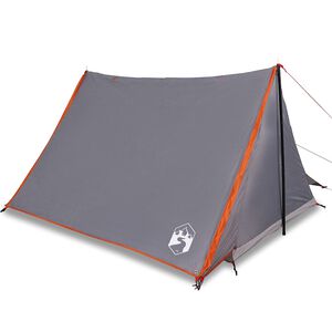vidaXL Tenda de campismo p/ 2 pessoas tecido imperme&aacute;vel cinza/laranja
