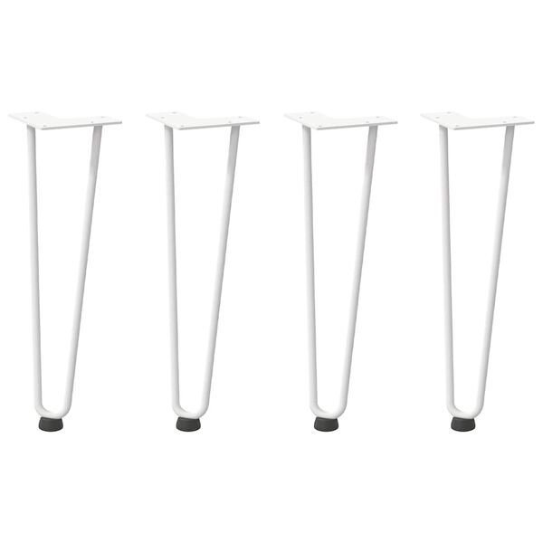 vidaXL Pernas de grampo para mesa de centro 4 pe&ccedil;as, branco, 42 cm, a&ccedil;o maci&ccedil;o