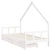 vidaXL Estrutura cama infantil c/ gavetas 90x190cm pinho maci&ccedil;o branco