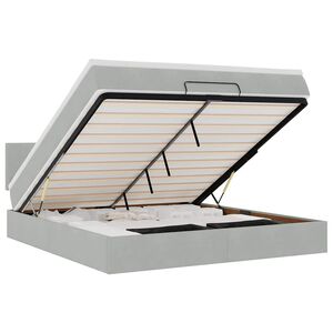 vidaXL Estrutura de cama otomana com colch&atilde;o 160x200 cm cinzento claro