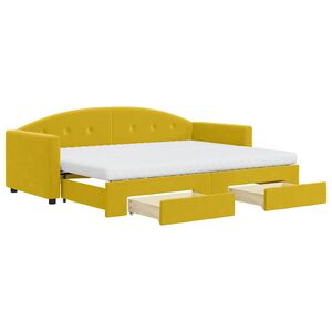 vidaXL Sof&aacute;-cama com gavet&atilde;o e gavetas 80x200 cm veludo amarelo