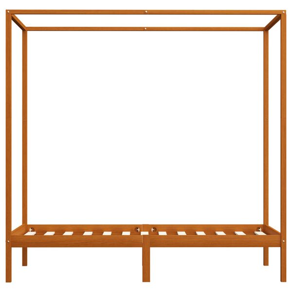 vidaXL Estrutura de cama com toldo 90x200 cm pinho maci&ccedil;o castanho mel