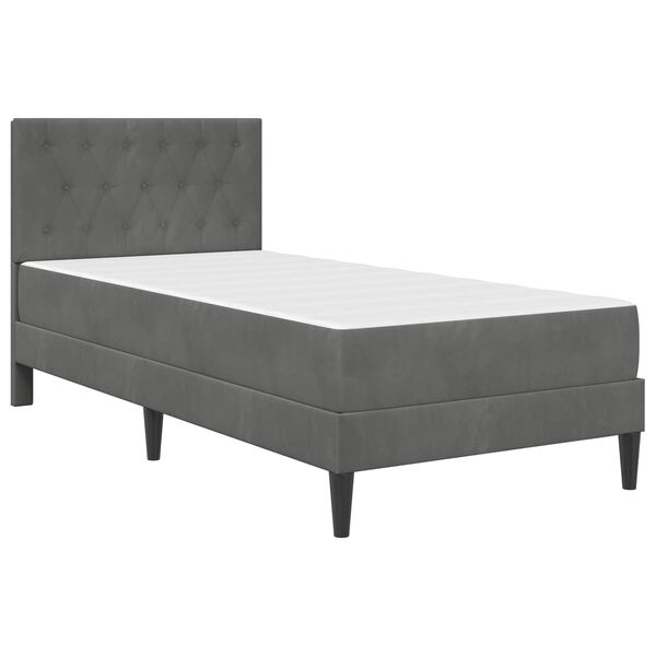 vidaXL Estrutura de cama com colch&atilde;o Cinza Escuro 90 x 190 cm Veludo