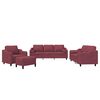vidaXL 4 pcs conjunto de sof&aacute;s com almofadas tecido vermelho-tinto