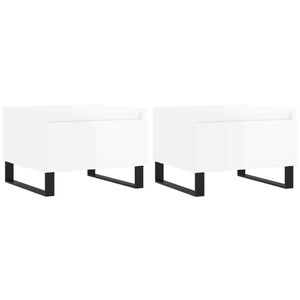 vidaXL Mesas de centro 2pcs 50x46x35cm deriv. madeira branco brilhante