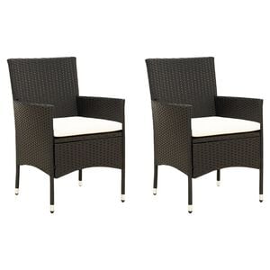 vidaXL Cadeiras de jardim com almofad&otilde;es 2 pcs vime PE preto