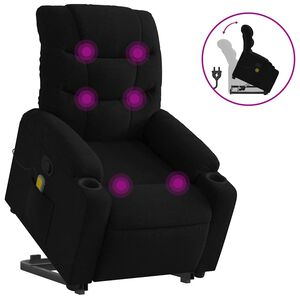 vidaXL Poltrona de massagens reclin&aacute;vel elevat&oacute;ria tecido preto