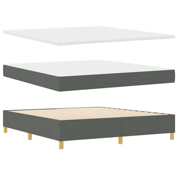 vidaXL Cama Box com colch&atilde;o Cinzento escuro 180 x 200 cm tecido