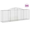 vidaXL Cestos gabi&atilde;o arqueados 4pcs 300x50x100/120cm ferro galvanizado