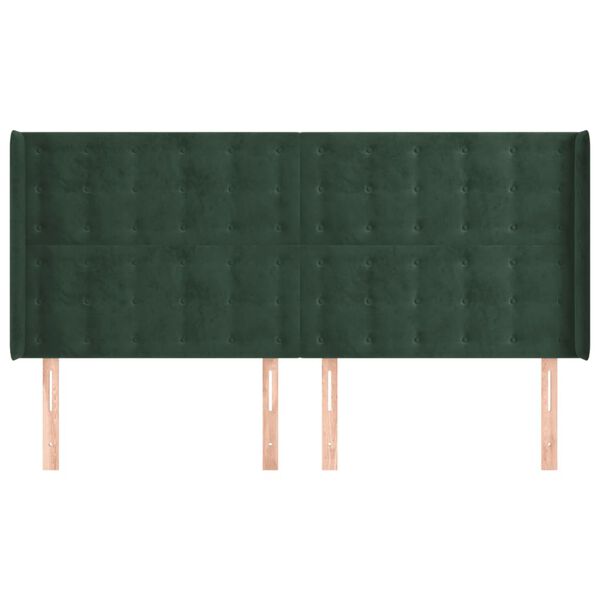 vidaXL Cabeceira cama c/ abas veludo 163x16x118/128 cm verde-escuro