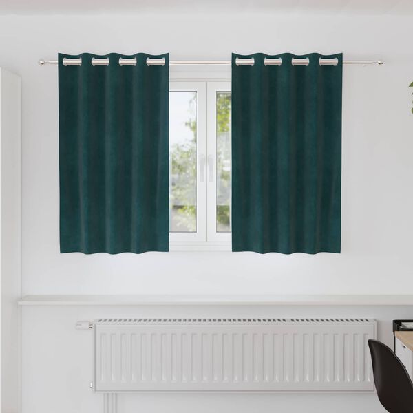 vidaXL Cortinas opacas 2 pcs Verde Escuro 140 x 140 cm Veludo