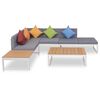 vidaXL 4 pcs conjunto lounge p/ jardim com almofadas alum&iacute;nio e WPC
