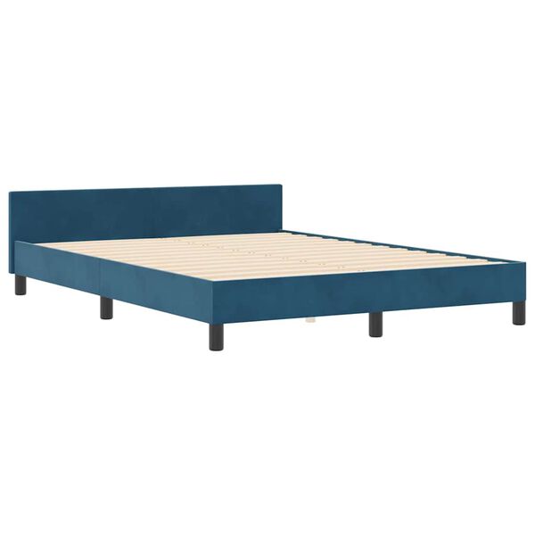 vidaXL Cama Box com cabeceira Azul Escuro 160 x 200 cm Veludo