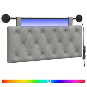 vidaXL Cabeceira suspensa Com luz LED Cinzento-claro Veludo