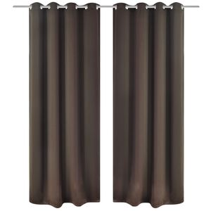 vidaXL Cortinas blackout 2 pcs com ilh&oacute;s de metal 135x175 cm castanho