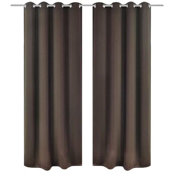 vidaXL Cortinas blackout 2 pcs com ilh&oacute;s de metal 135x175 cm castanho