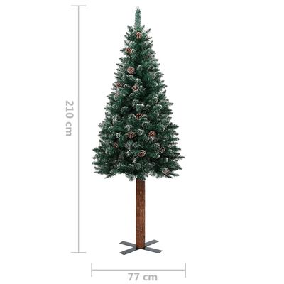 vidaXL Árvore de Natal fina pré-iluminada com bolas 210 cm verde