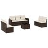 vidaXL 8 pcs conjunto sof&aacute;s de jardim c/ almofad&otilde;es vime PE castanho