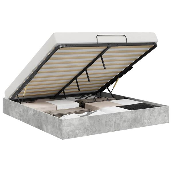 vidaXL Estrutura de Cama Ottoman Concreto 193 x 120 x 25 cm Compensado