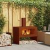 vidaXL Fire Pit Castanho 80 x 50 x 96 cm A&ccedil;o resistente &agrave;s intemp&eacute;ries