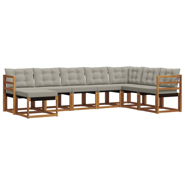 vidaXL Conjunto de Sof&aacute;s para Exterior 8 pcs Cinza Natural e Claro