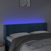 vidaXL Cabeceira cama c/ luzes LED veludo 147x16x78/88 cm azul-escuro