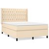 vidaXL Cama com molas/colch&atilde;o 140x200 cm tecido cor creme
