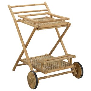 vidaXL Carrinho de Servi&ccedil;o com rodas Natural 79 x 67,5 x 84 cm Bambu