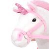 vidaXL Brinquedo de montar unic&oacute;rnio peluche branco e rosa XXL