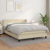 vidaXL Cama com molas/colch&atilde;o 140x190 cm couro artificial cor creme