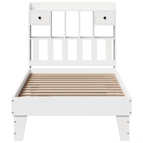 vidaXL Cama sem colch&atilde;o 90x200 cm madeira de pinho maci&ccedil;a branco