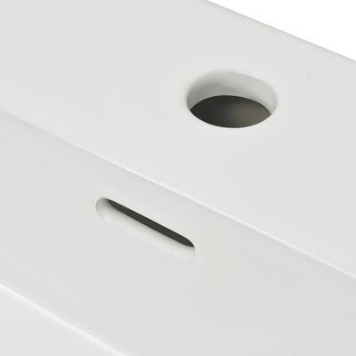 vidaXL Lavatório + abertura p/ torneira cerâmica branco 76x42,5x14,5cm