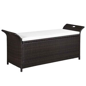 vidaXL Banco de arruma&ccedil;&atilde;o com almofad&atilde;o 138 cm vime PE castanho