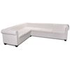 vidaXL Sof&aacute; de canto Chesterfield 6 lugares couro artificial branco