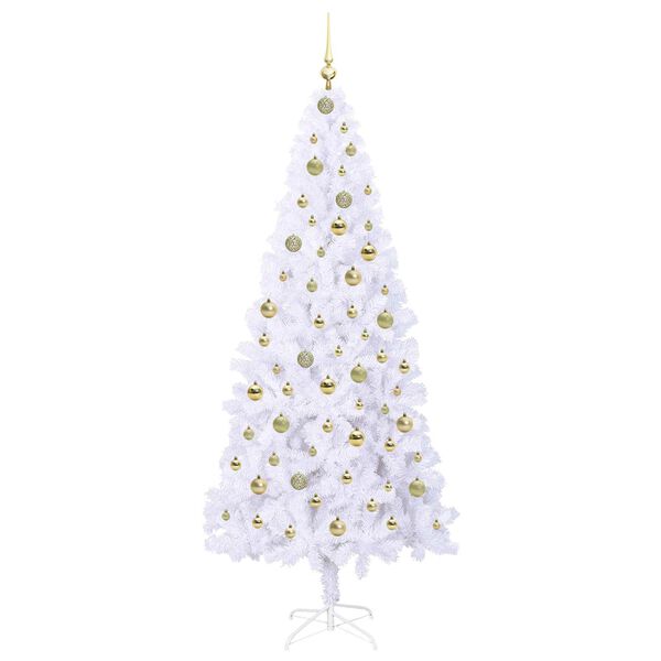 vidaXL &Aacute;rvore de Natal Artificial com 300 LEDs Branco 210 cm PVC e A&ccedil;o