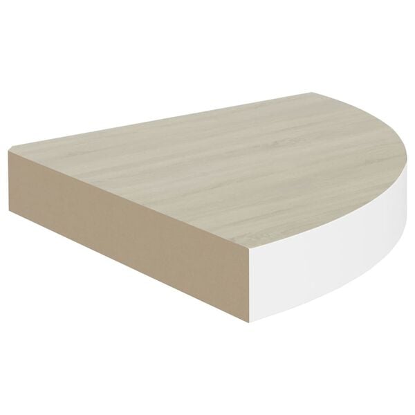 vidaXL Prateleira de canto parede 25x25x3,8 cm MDF cor carvalho/branco