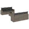 vidaXL 7 pcs conjunto sof&aacute;s p/ jardim c/ almofad&otilde;es vime PE cinzento