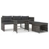 vidaXL 4 pcs conjunto de jantar p/ jardim c/ almofad&otilde;es vime PE cinza