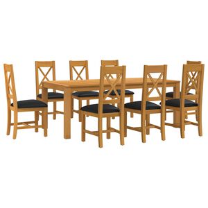 vidaXL Conjunto de sala de jantar 9 unid. Preto