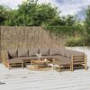 vidaXL 11pcs conj. lounge jardim bambu almofad&otilde;es cinzento-acastanhado