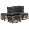 vidaXL Conjunto de Sof&aacute; de Jardim 5 unid. Cinzento vime PE