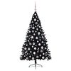 vidaXL &Aacute;rvore de Natal Artificial Pr&eacute;-iluminada Preto 180 cm PVC