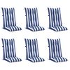 vidaXL Almofad&otilde;es cadeiras altas jardim 6pcs tecido riscas azul/branco