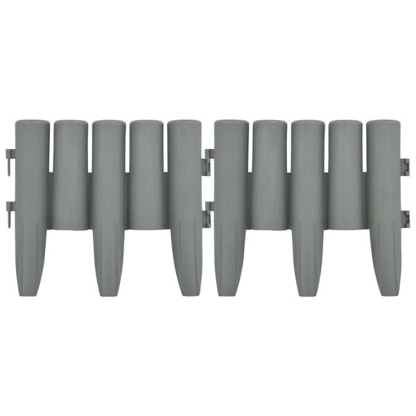 vidaXL Bordas de relvado 36 pcs 10 m PP cinzento