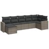 vidaXL 7 pcs conjunto sof&aacute;s p/ jardim c/ almofad&otilde;es vime PE cinzento