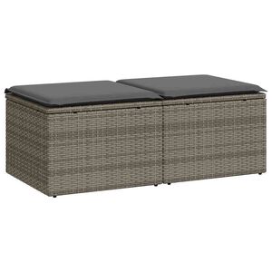 vidaXL 2 pcs conjunto sof&aacute;s jardim almofad&otilde;es vime PE/ac&aacute;cia cinzento