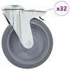 vidaXL 32 pcs rodas girat&oacute;rias com orif&iacute;cio para parafuso 125 mm