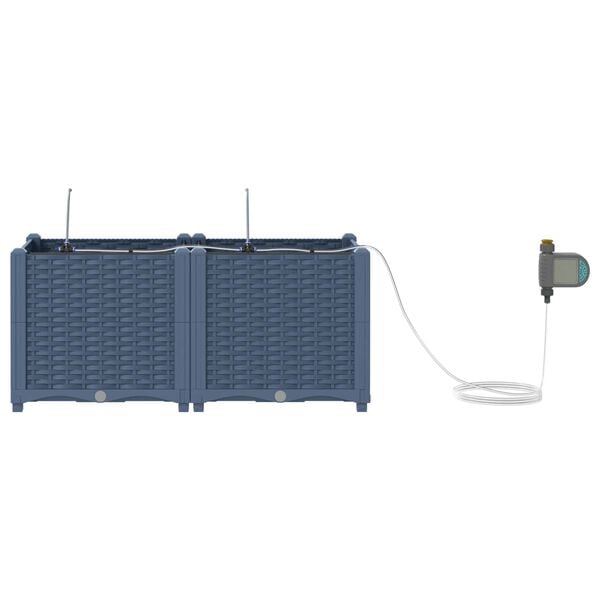 vidaXL Vaso de Jardim 2 pcs Cinzento 80 x 40 x 37,5 cm Pl&aacute;stico