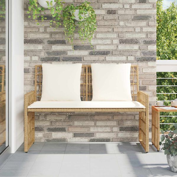 vidaXL Banco de exterior Liso Natural e Creme 116 x 55 x 82 cm